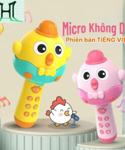 Micro karaoke không dây Bluetooth cho bé phát nhạc, ghi âm đọc truyện đổi giọng - Màu Hồng Vàn